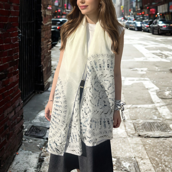 Dilmun Seals - Long  Scarf (Cotton Silk)