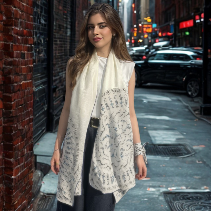 Dilmun Seals - Long  Scarf (Cotton Silk)