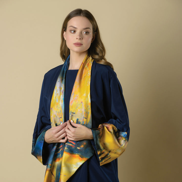 Standing By Your Door - Draped Trim Art Abaya