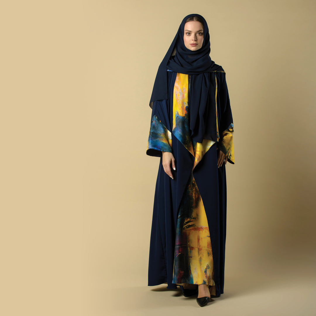 Standing By Your Door - Draped Trim Art Abaya