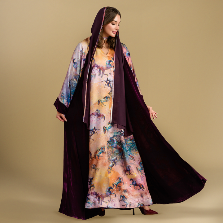 Horses & Night - Velvet Signature Reversible Abaya