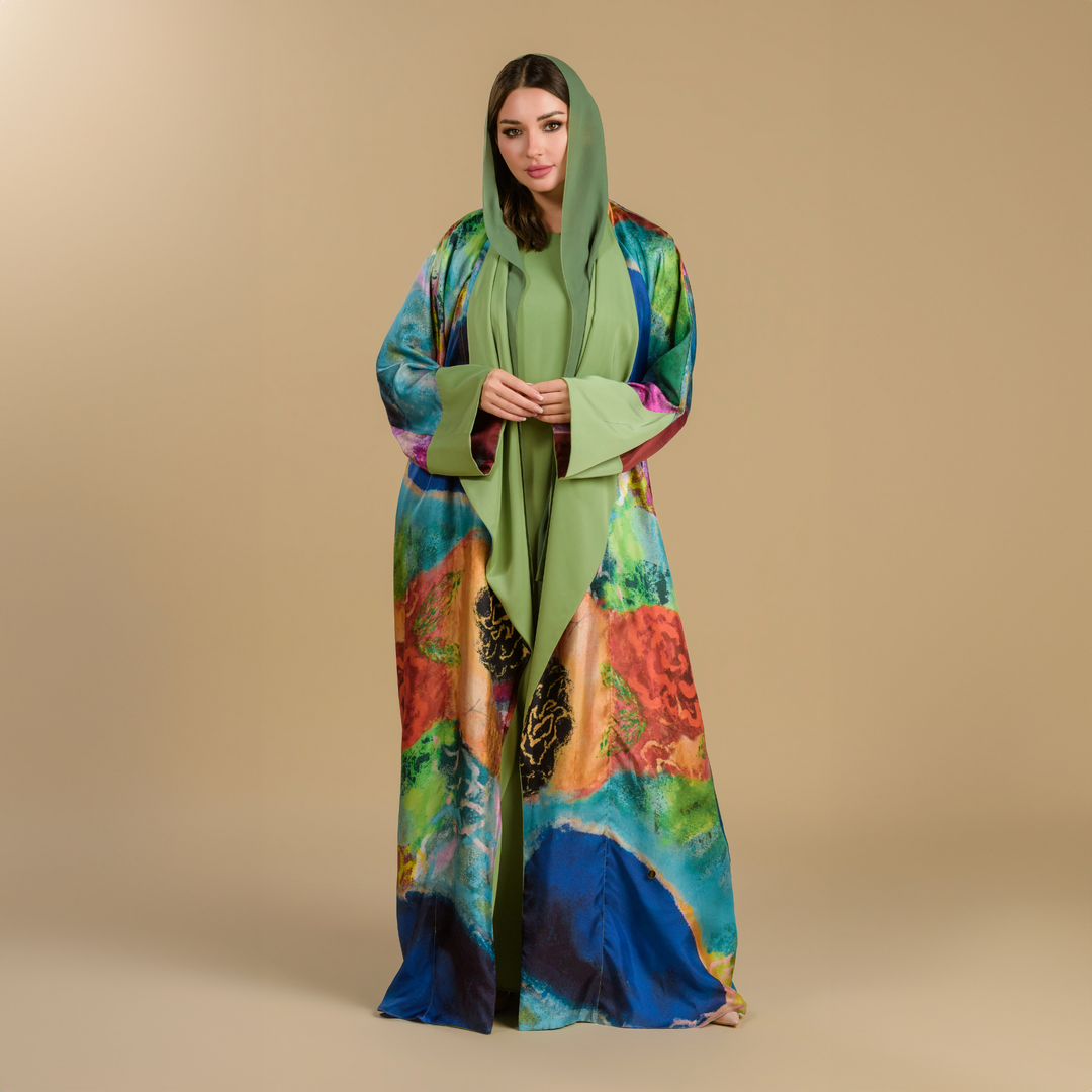 Ya Wardati, Ya Nediyya (My Dew-Kissed Rose) - Draped Full Art Abaya