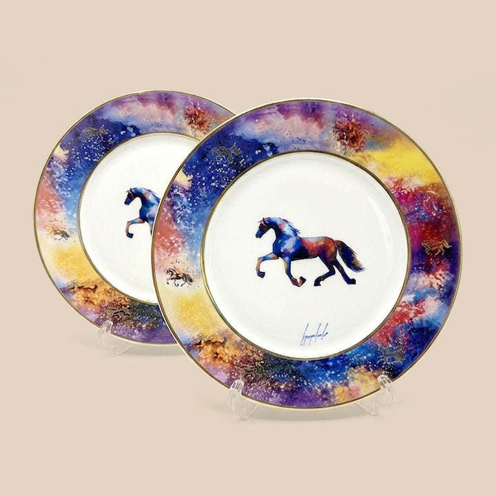 الخيل والليل — صحن مدور كبير (طقم من قطعتين)