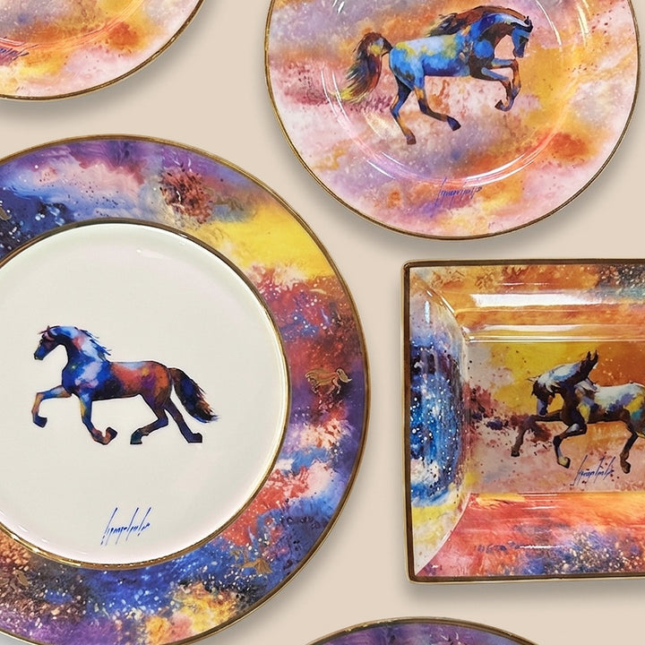 Horses & Night - Small Round Plate - SET OF 2