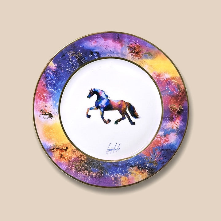 الخيل والليل — صحن مدور كبير (طقم من قطعتين)
