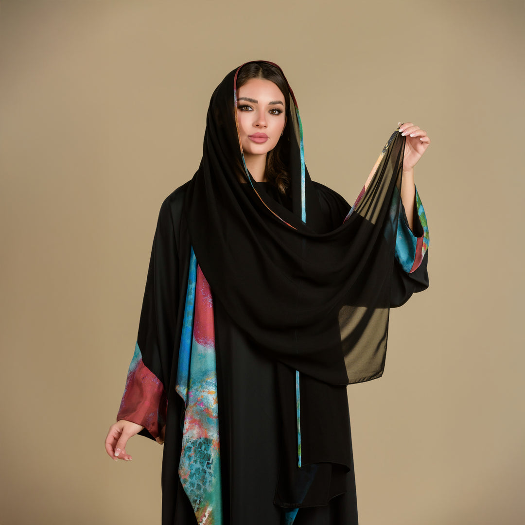 Ya Wardati, Ya Nediyya (My Dew-Kissed Rose) - Draped Trim Art Abaya