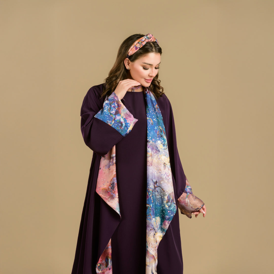 Horses & Night -  Draped - Trim Art Abaya